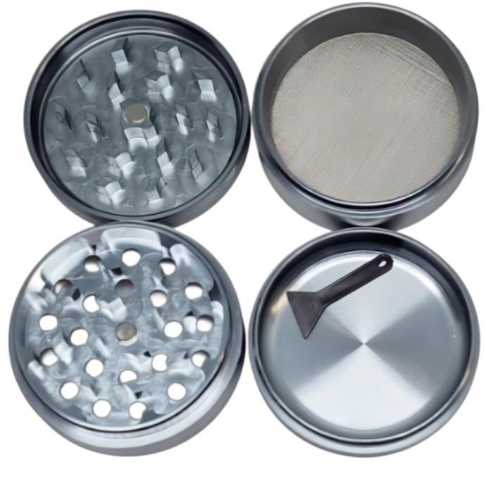 Origin Classic - High Quality Aluminum Herb Grinder with Screen - 4 Parts - 2.2 Inch - 4 Part Open View