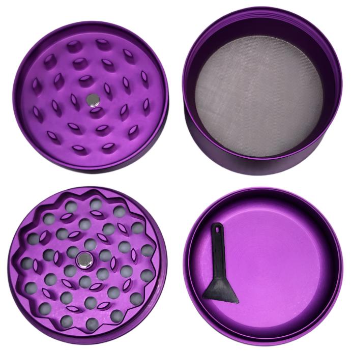 Origin Evo - Smooth Edge High Quality Aluminum Grinder with Sifter - 4 Parts - 2.2 Inch - 4 Part Open View