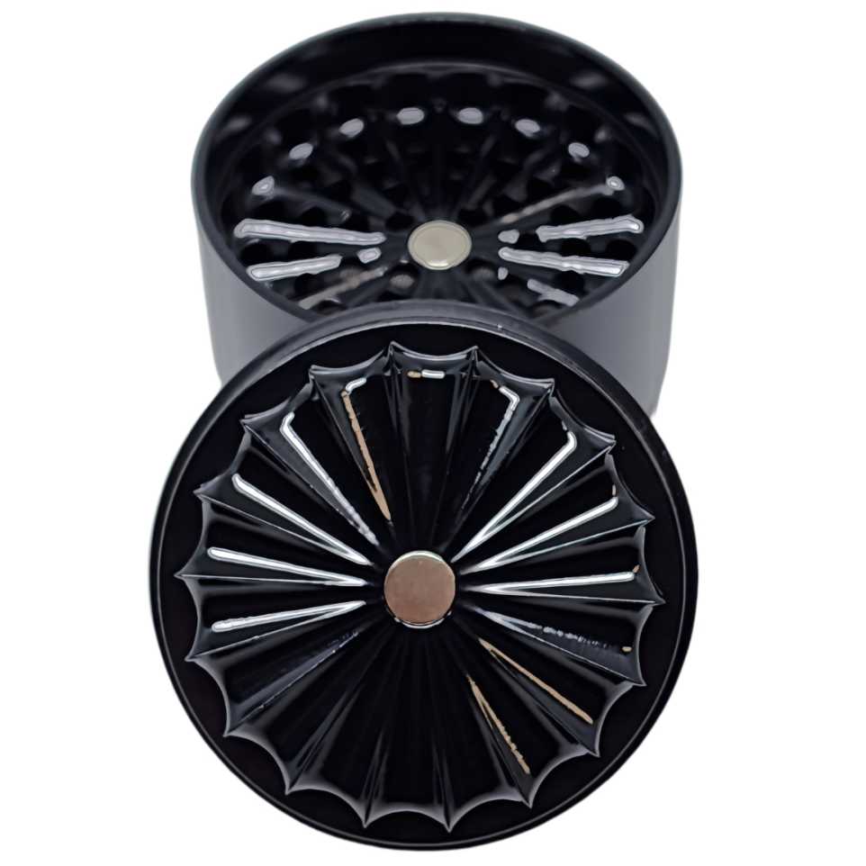 Origin Nova - Premium Ergonomic Non-Stick Ceramic Coated Grinder with Screen and Stash - 2.5 Inch - Front View Open