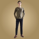 Slim Fit Henley Long Sleeve Organic Cotton Shirt by Sanctum Fashion - whole body