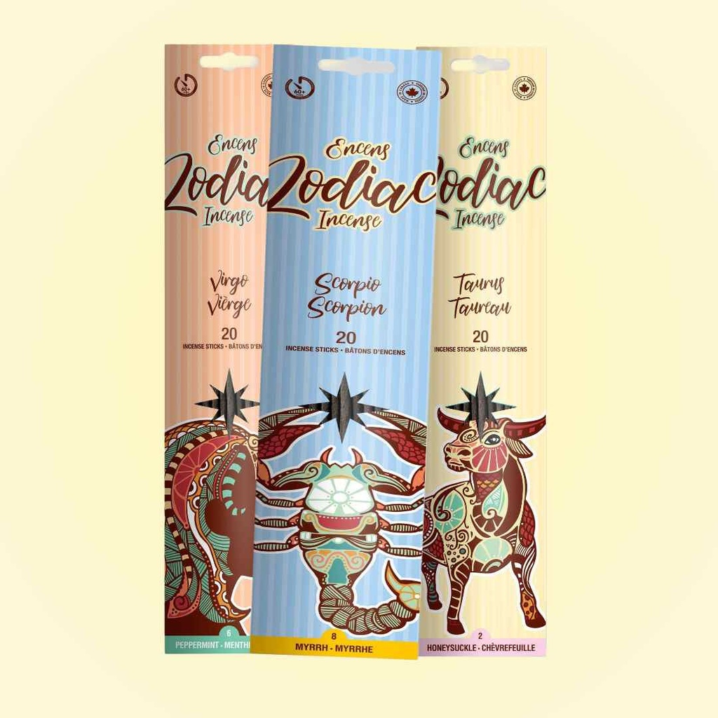 Zodiac Incense by Jabou - Pack of 20 Incense Sticks