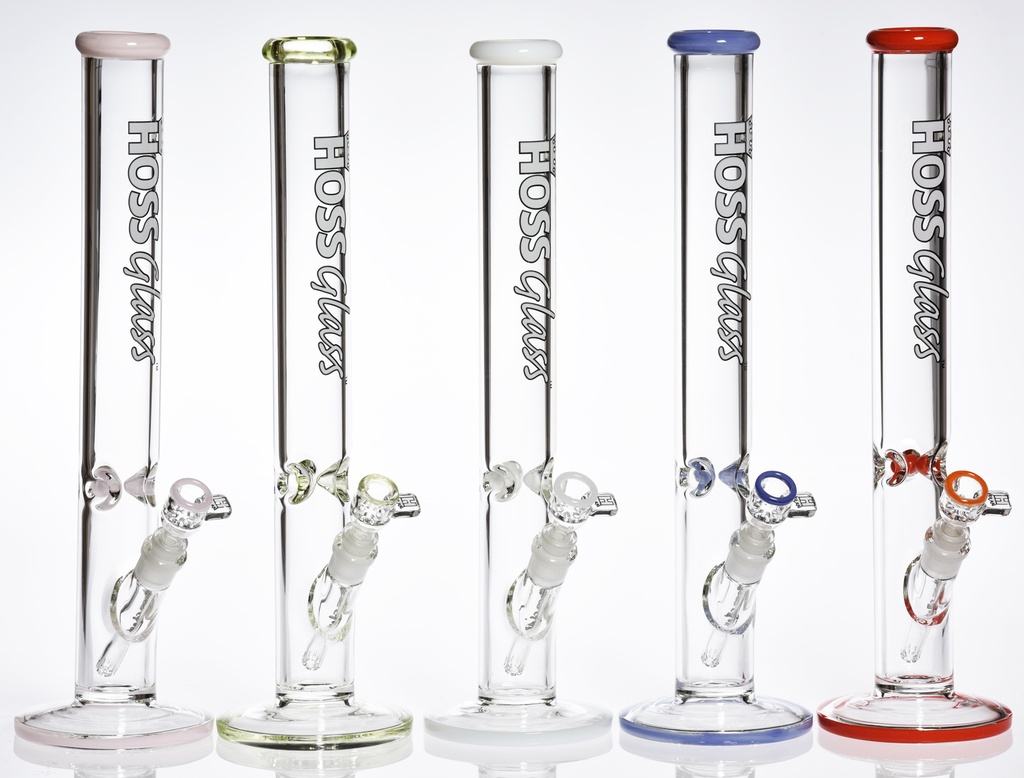 Hoss Glass 18 Inch 7 mm Straight Tube Bong with Color Accent H130