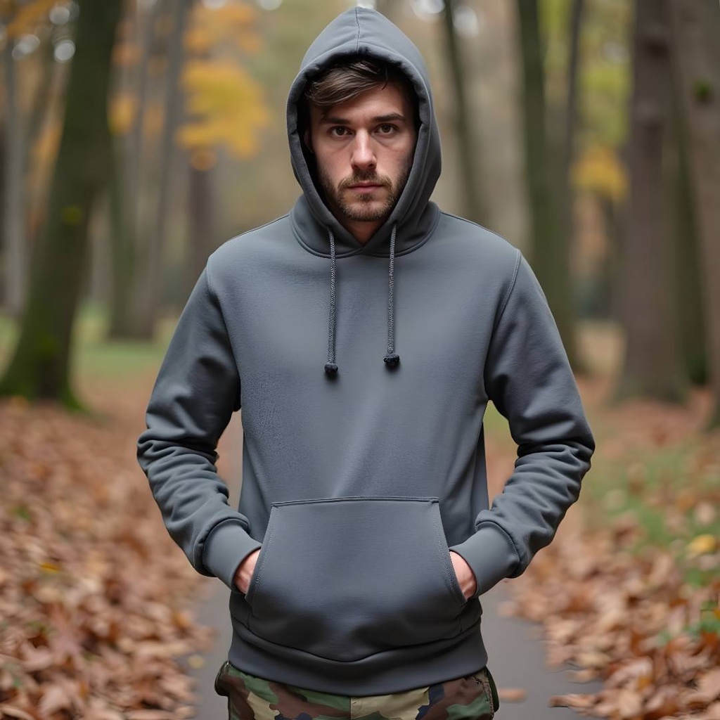 Warm Organic Cotton Pullover Hoodie Long Sleeve Sweatshirt from Sanctum Fashion - Oil Grey