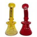 7 Inch Full Color Mini Dab Rig with Showerhead Perc from Castle Glass- Red and Yellos