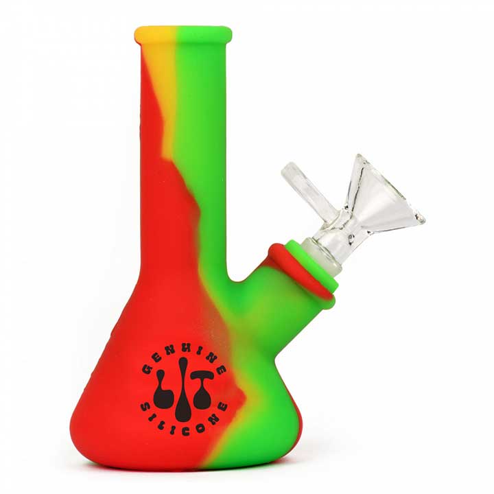 LIT SILICONE 5 Inch Silicone Mini Bong with Glass Bowl