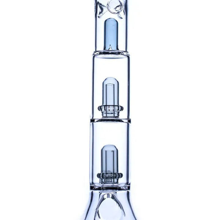 17 Inch 7mm Clear Beaker Bong Double Showerhead  with Thick Base from Castle Glass