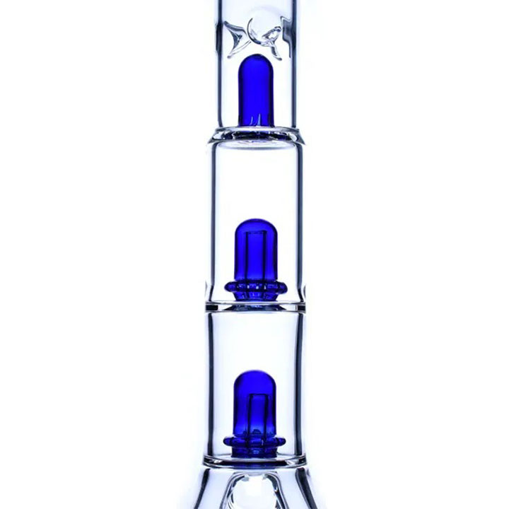 17 Inch 7mm Clear Beaker Bong Double Showerhead  with Thick Base from Castle Glass