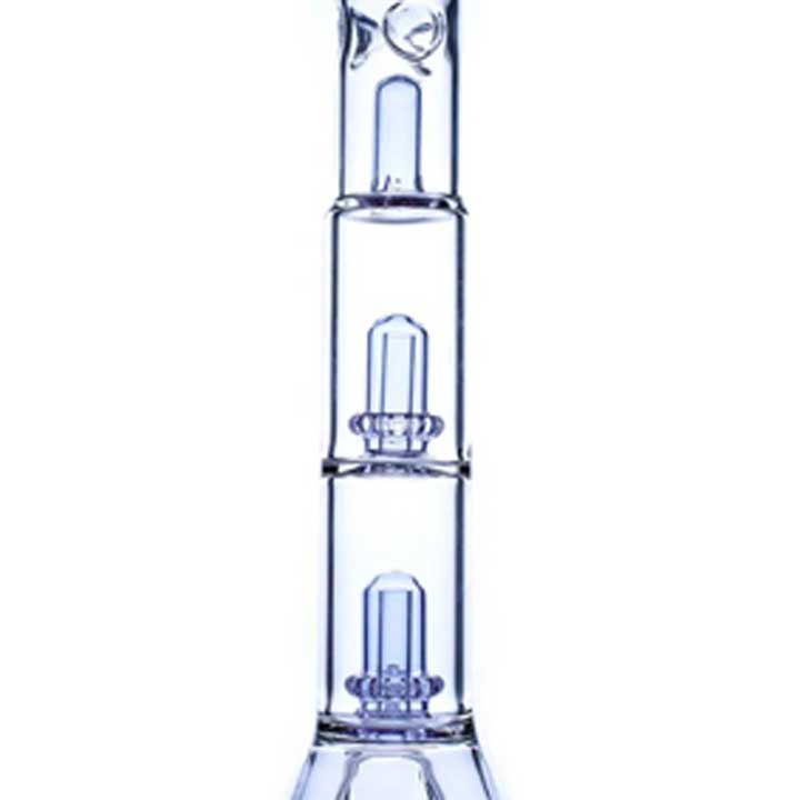 17 Inch 7mm Clear Beaker Bong Double Showerhead  with Thick Base from Castle Glass