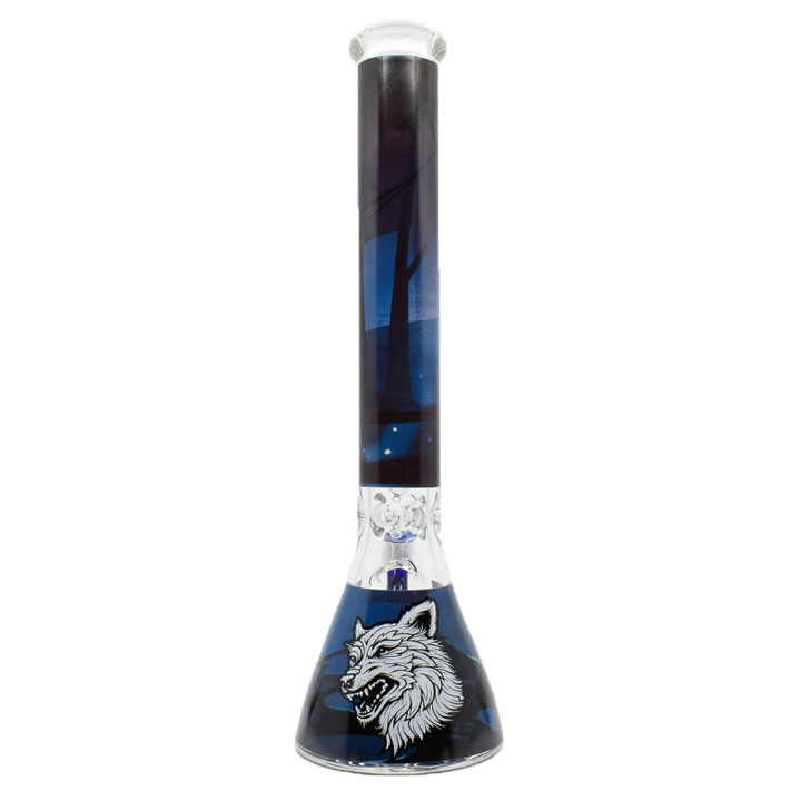 18 Inch 9mm Wolf Beaker Bong with Thick Base from Castle Glass