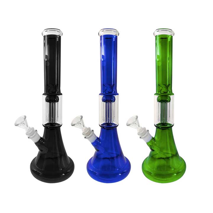 14 Inch Infyniti Glass Full Color Beaker Bong with Lip Base- all