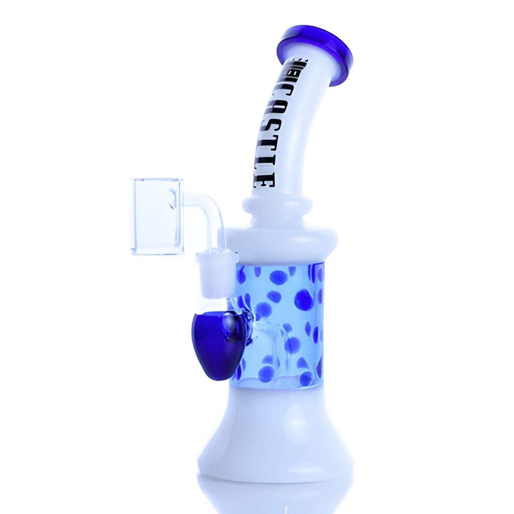 Castle Glassworks 9" Color Spots Percolator Bubbler Rig - Artisan Borosilicate Glass - Blue