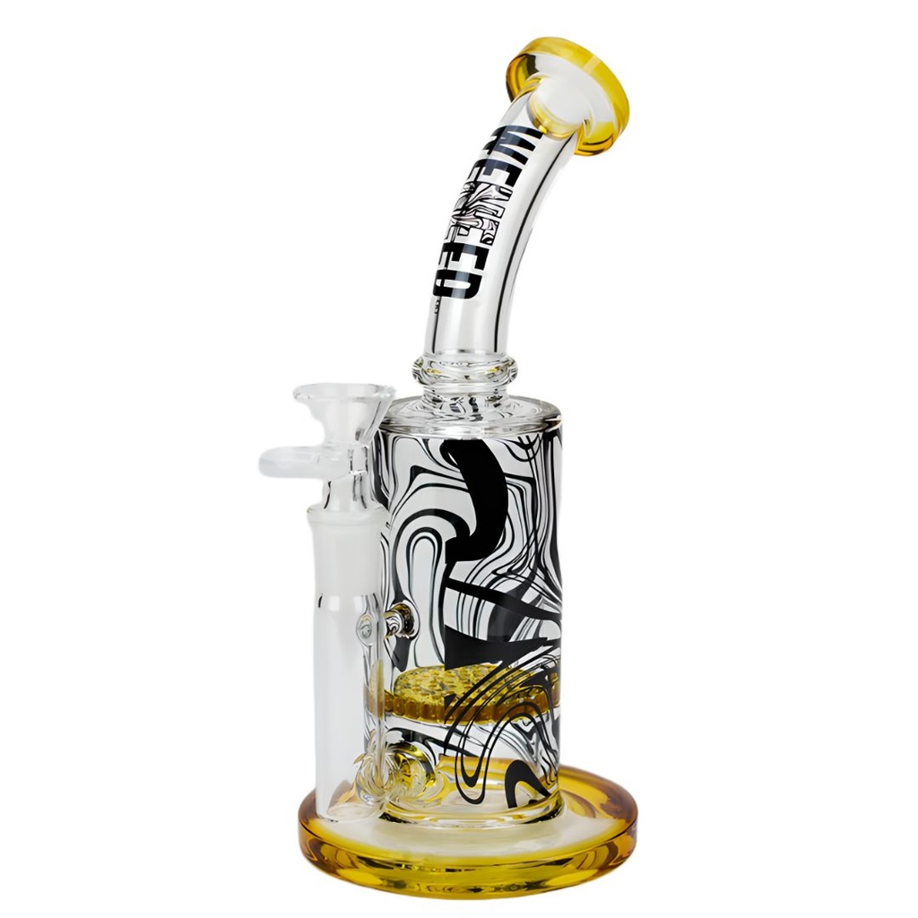 WENEED Dark Matter Honeycomb Percolator Water Pipe - Premium Borosilicate Glass - 8.5 Inch Yellow