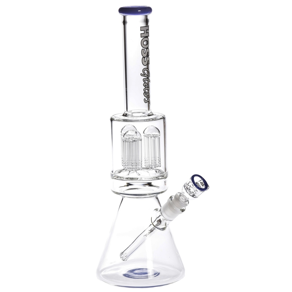 Hoss Glass 16 pouces Triple 6-Arm Percolateur Beaker avec Tube Mince et Accents de Couleur H114-C