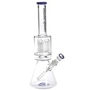 Hoss Glass 16 pouces Triple 6-Arm Percolateur Beaker avec Tube Mince et Accents de Couleur H114-C