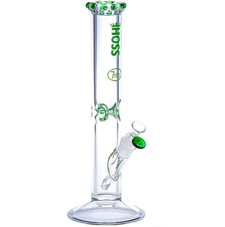 Hoss Glass 7 mm Tube Droite Bong de 14 pouces avec Couronne Y041-BC