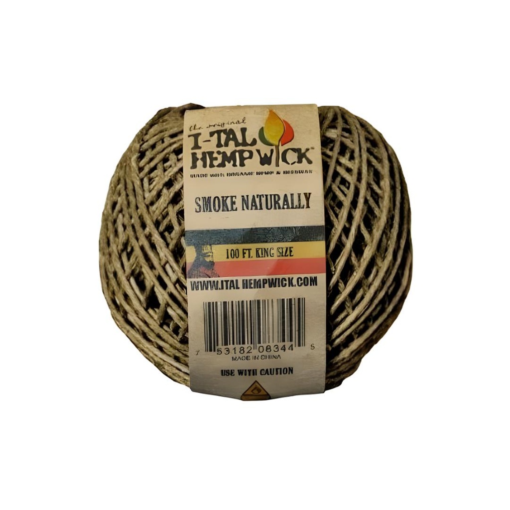 I-Tal Hemp King Size Wick Ball - 100 pieds de mèche en chanvre biologique et cire d'abeille.