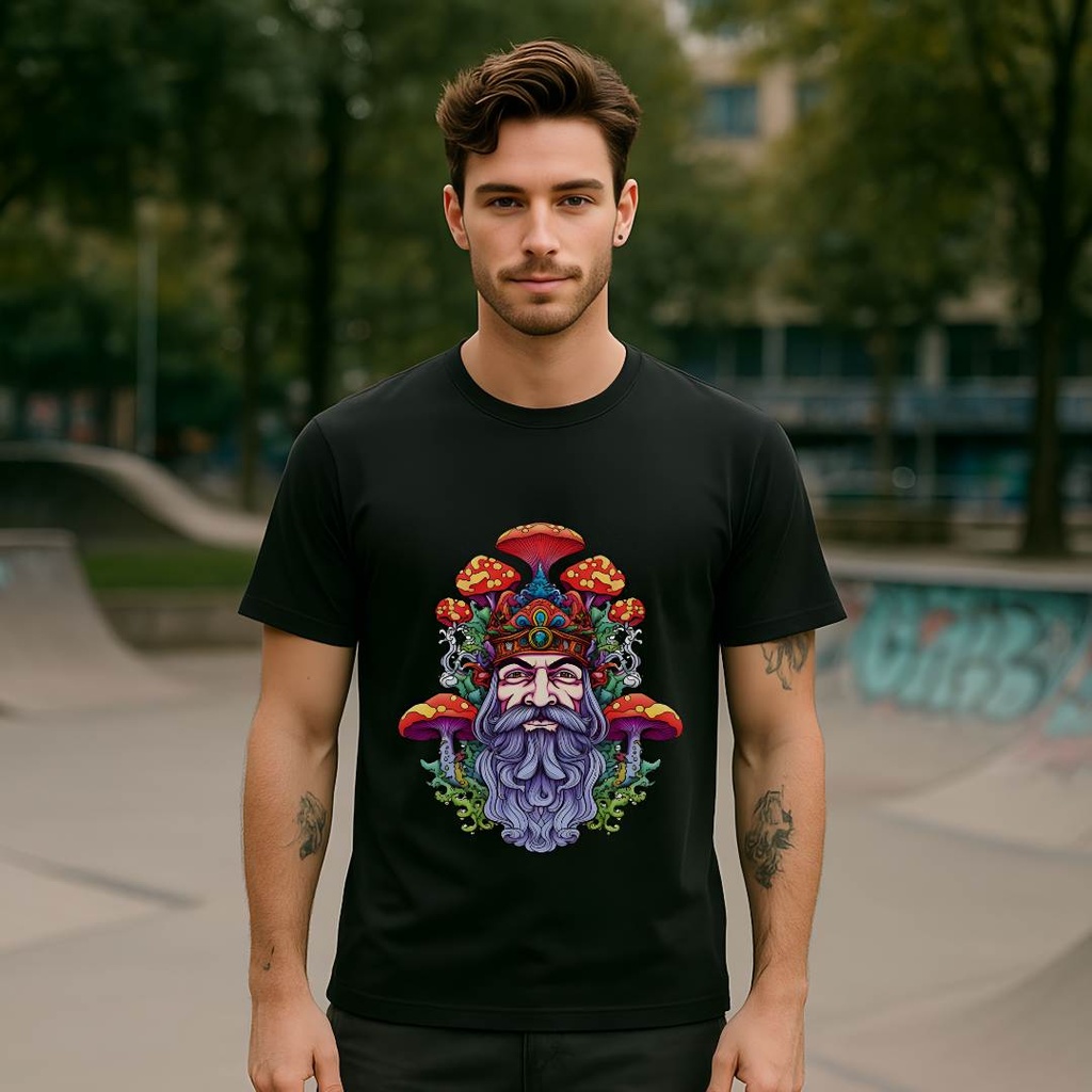 Camiseta de Algodón Orgánico Sabio del Bosque de Hongos por Sanctum Fashion