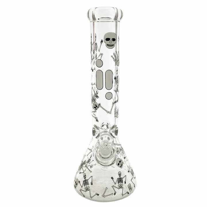 14 pouces Infyniti Glow in the Dark Skeletons Glass Beaker Bong avec Ice Pinch