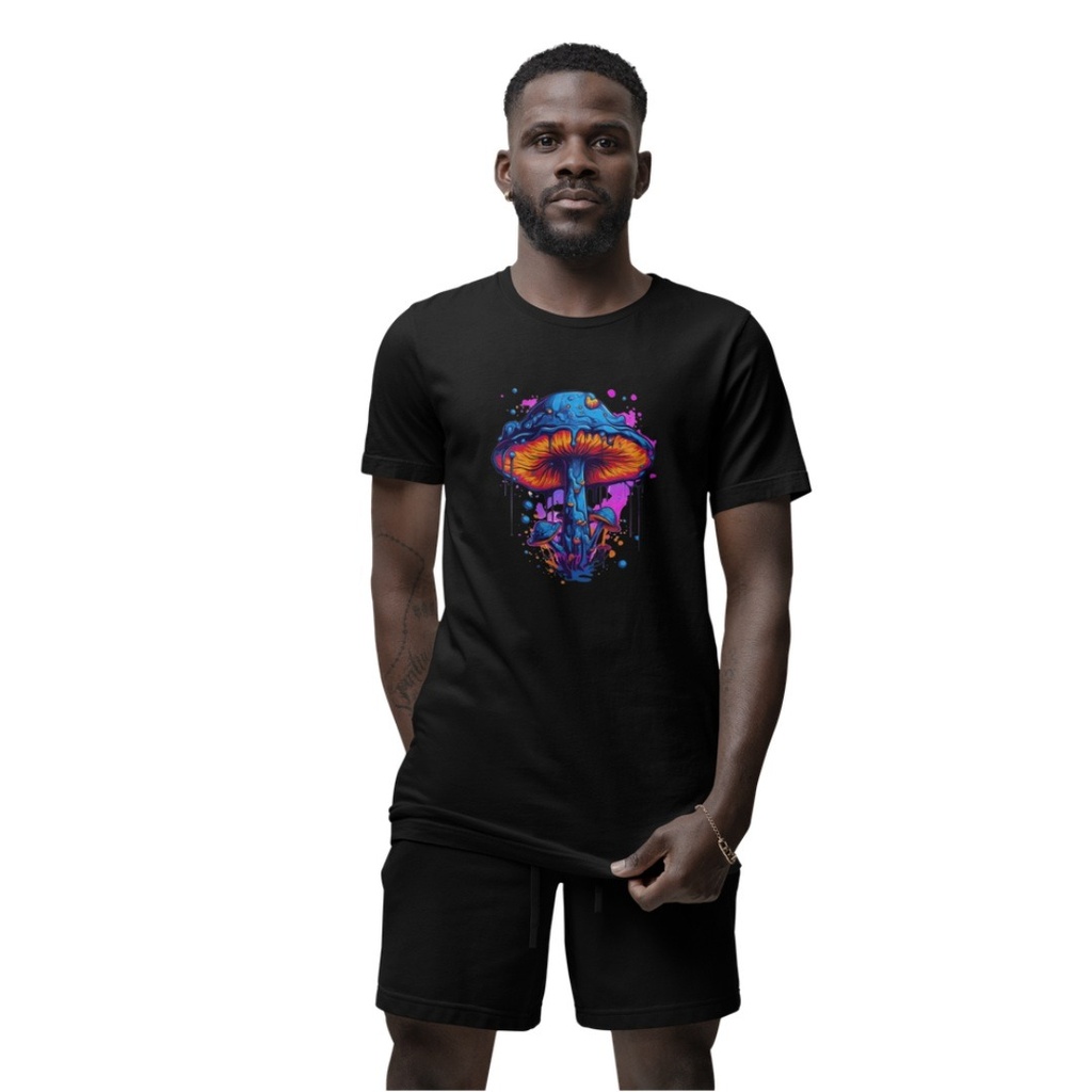 Trippy Psy Dripping Mushroom Organic Cotton T-Shirt by Sanctum Fashion