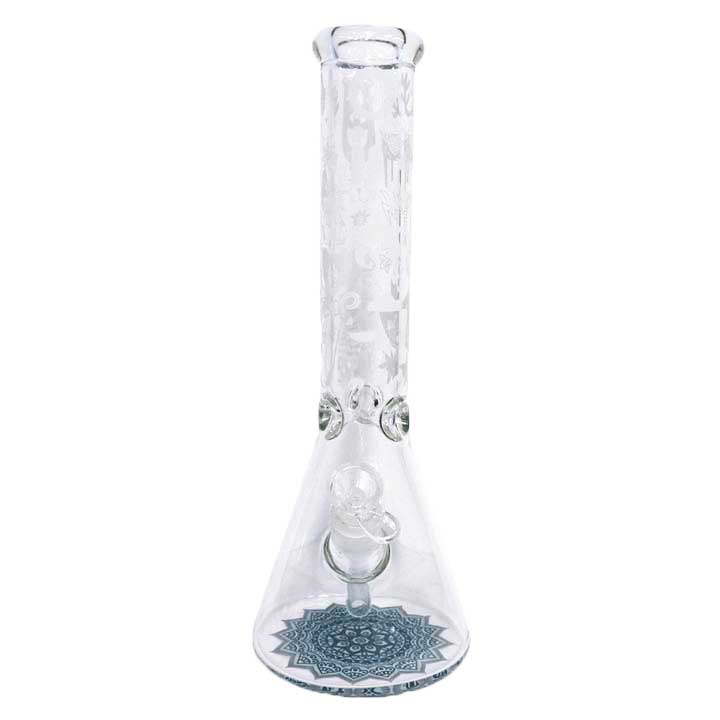 Bong en verre Infyniti de 14 pouces avec un design naturel et une base mandala