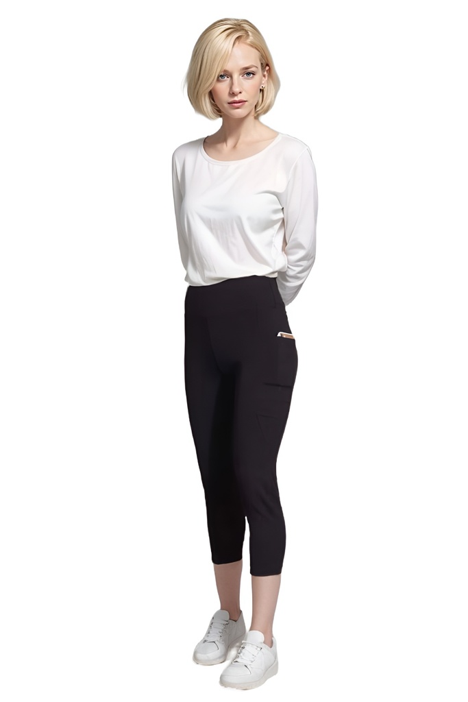 Leggings courts en chanvre extensible pour femmes avec poches - Eco Essentials