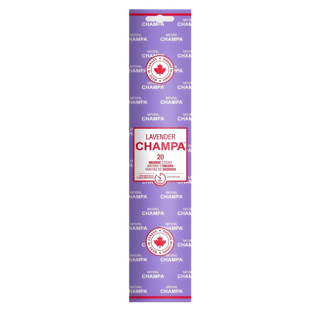 Varitas de Incienso de Lavanda Champa de 11 Pulgadas – Paquete Aromático Calmante de 20