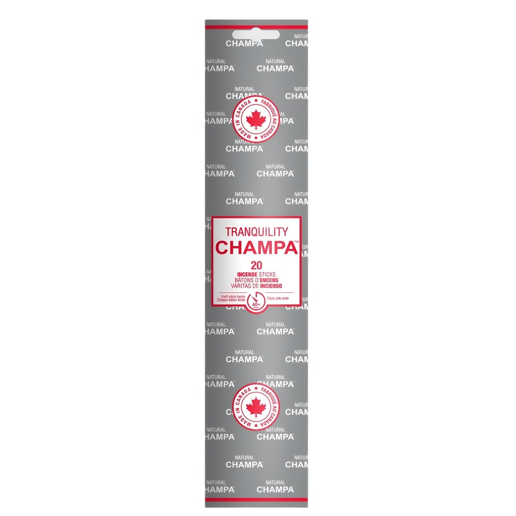 Tranquility Champa 11-Inch Incense Sticks – Calming Aroma, Pack of 20