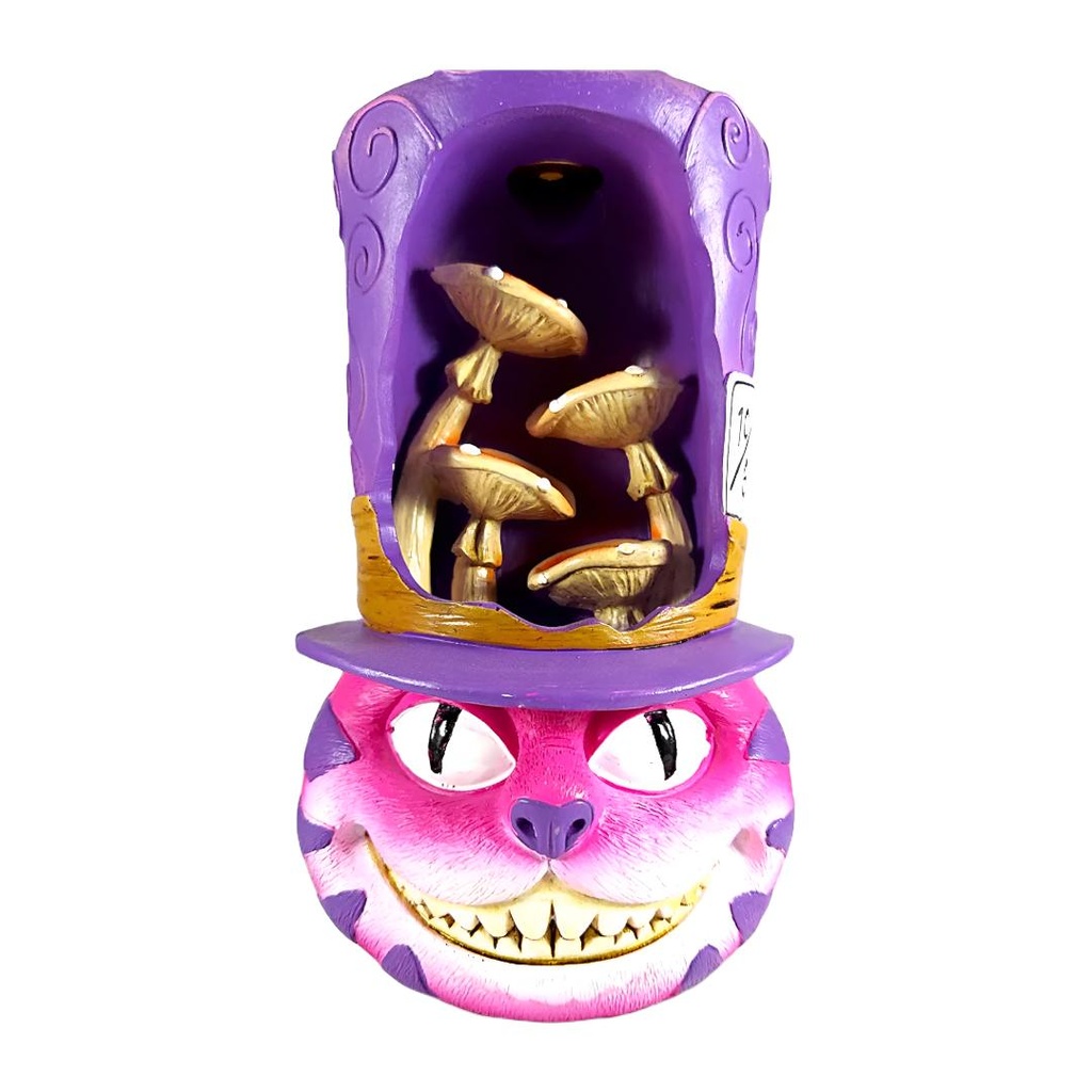 Brûleur d'Encens Cheshire Cat à Reflux - Cascade de Fumée Enchantée avec un Design Fantaisiste, 18 cm de Hauteur