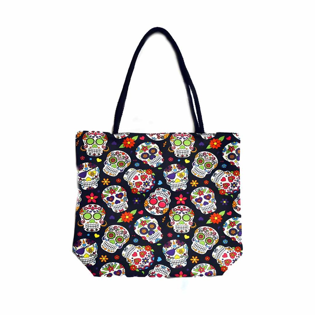 Bolso Tote de Yute Inspirado en el Día de los Muertos - Espacioso y Elegante para Todas las Ocasiones