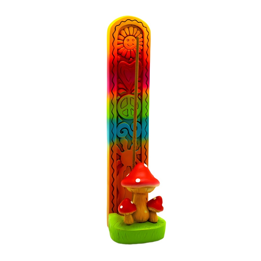 Mushroom and Chakras Standing Incense Burner - Colorful Meditation Companion