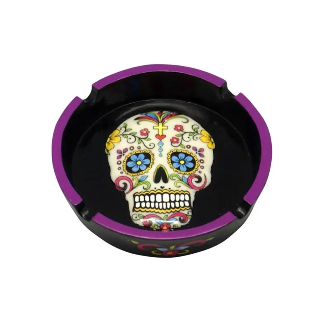 Cenicero de Resina de 6 Pulgadas Día de los Muertos – Obra de Arte de Calavera Vibrante