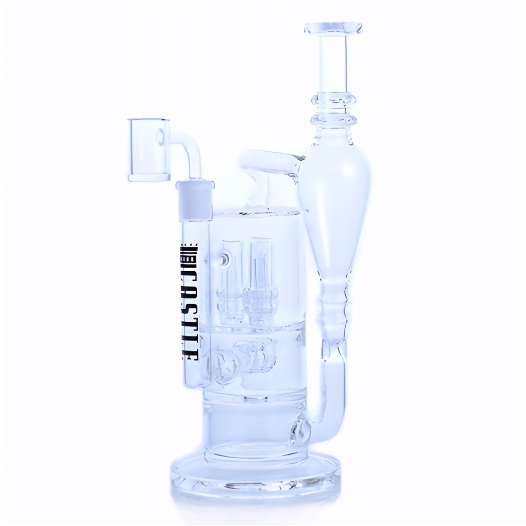 Le Big Boy Recycler Bong Rig de Castle Glassworks avec percolateur en ligne et triple dôme - 12 pouces 7mm