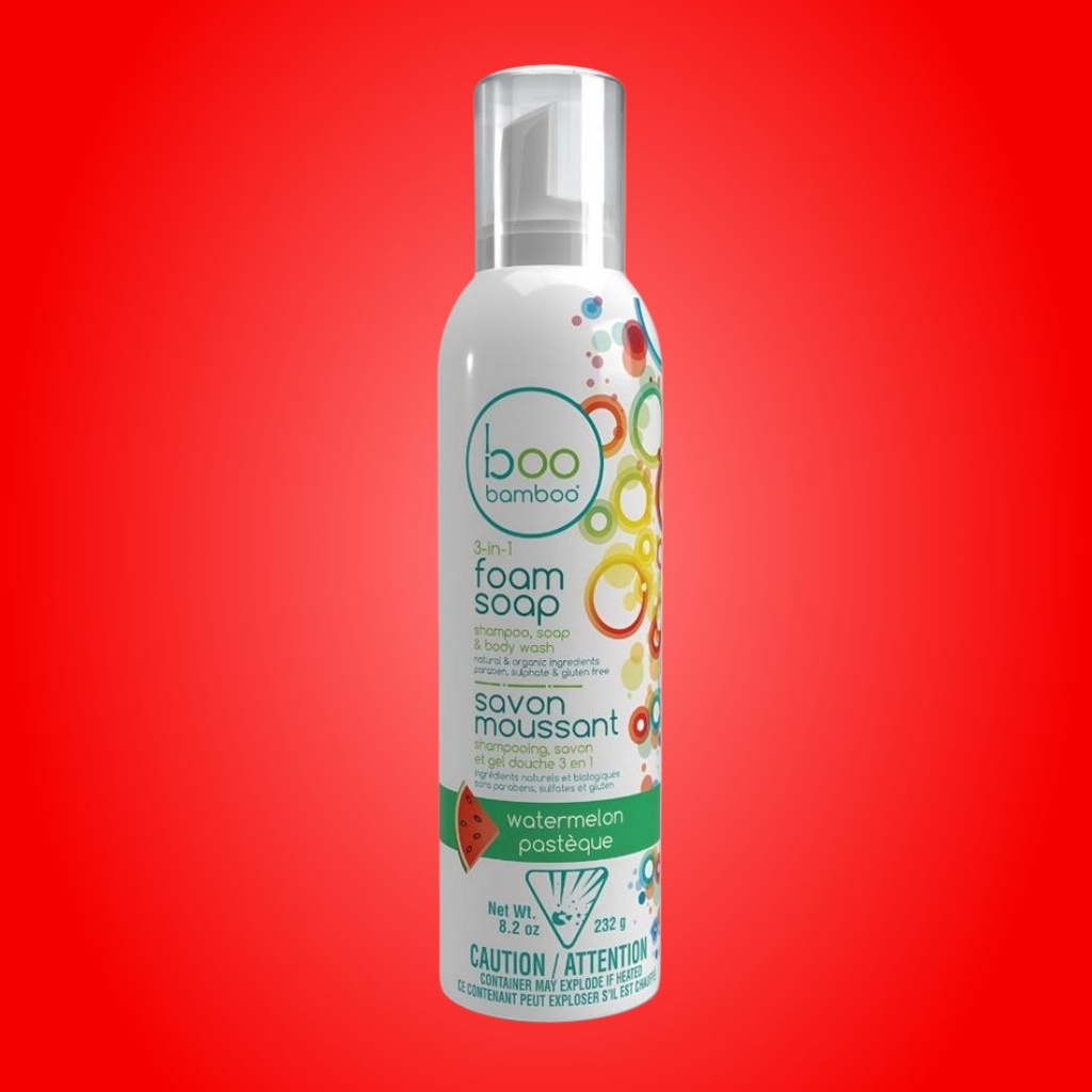 Jabón Espumoso 3-en-1 de Sandía BOO BAMBOO para Cabello, Cara y Cuerpo – 232g