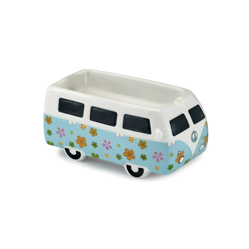 Vintage Flower Power Bus Ceramic Ashtray – Retro Home Decor