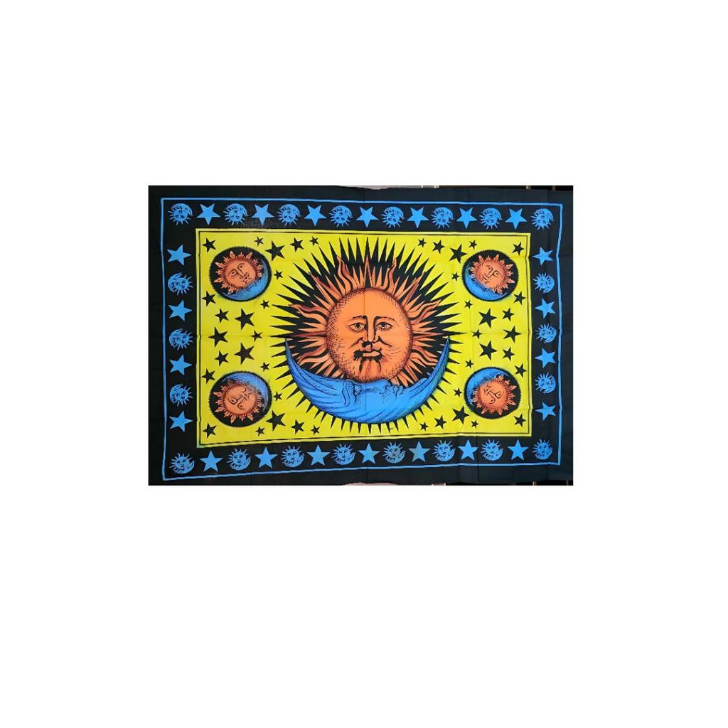 Tapiz Divino Celestial de Sol y Luna | Cielo Amarillo Vibrante | 30x40 Pulgadas