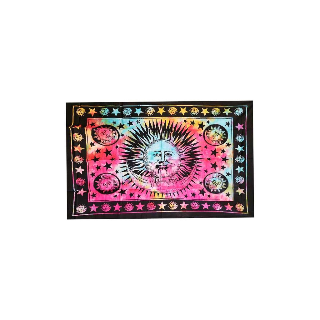 Tapisserie Divine Céleste Soleil et Lune | Ciel en Tie-Dye Arc-en-Ciel | 30x40 Pouces