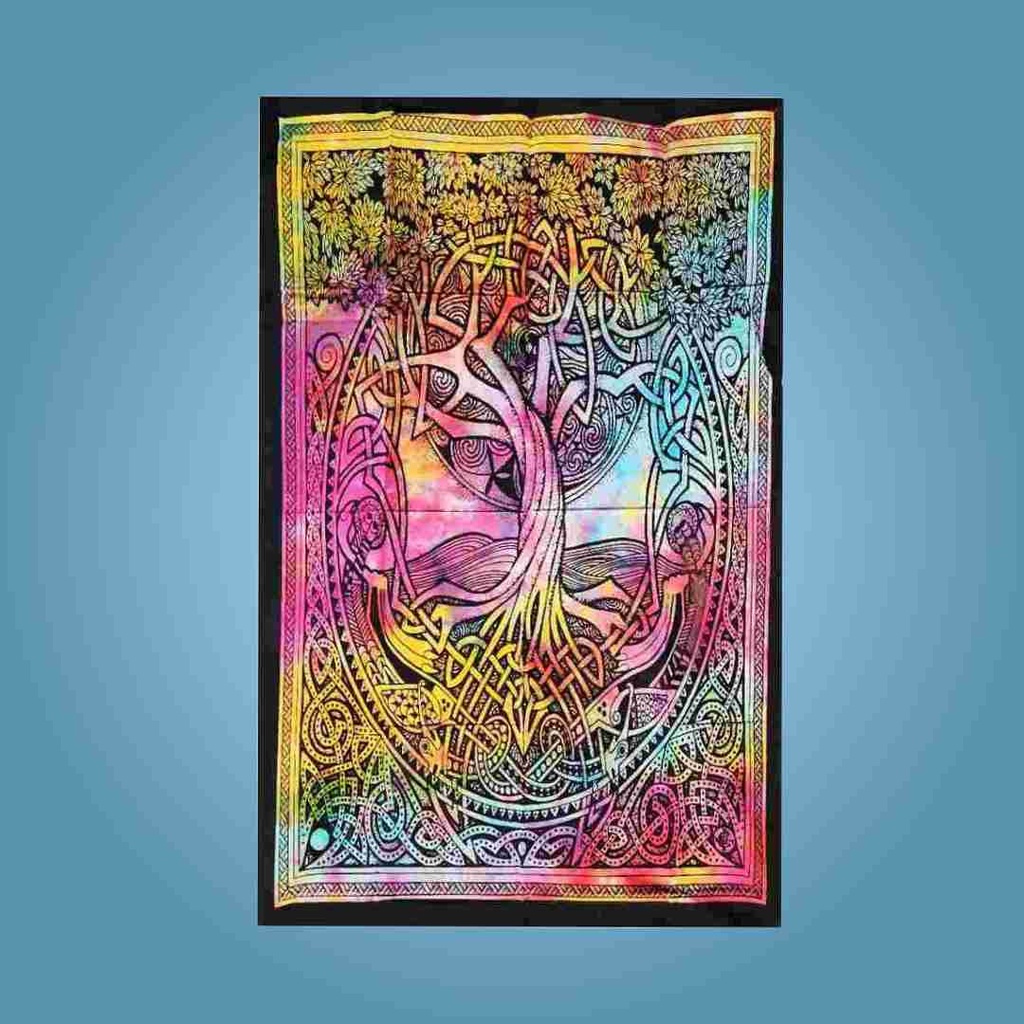 Tapisserie Psychédélique Arbre de Vie Nœud Celtique | Tie Dye | 30x40 Pouces