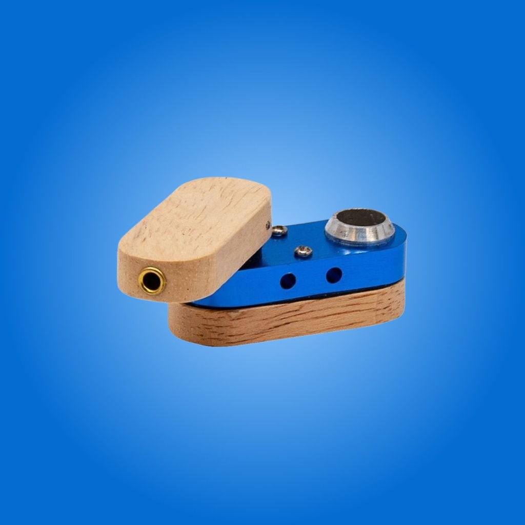 Portable Blue Metal and Wood Monkey Pipe | Compact Smoking Solution