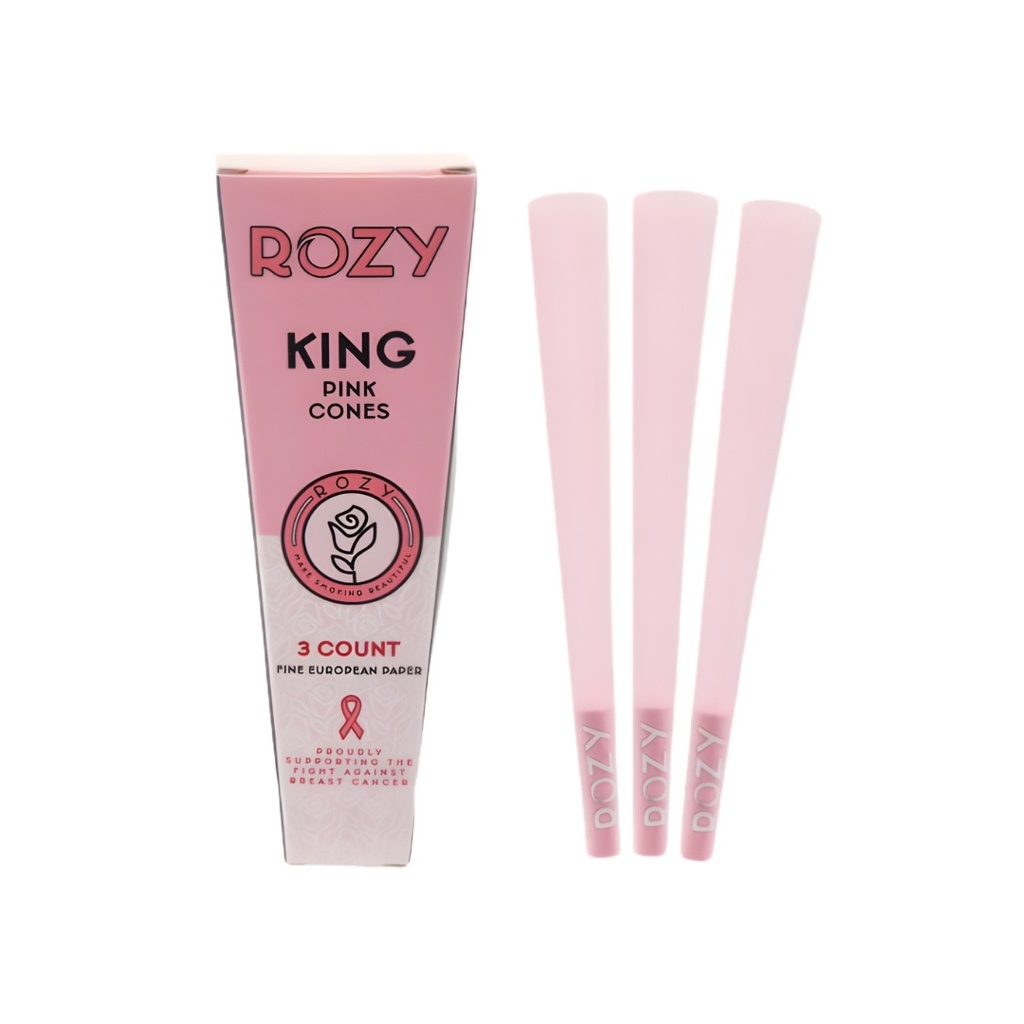 Cones Roses Rozy Taille King Pack de 3 - Papier Européen Fin - Pré-Roulés pour la Commodité