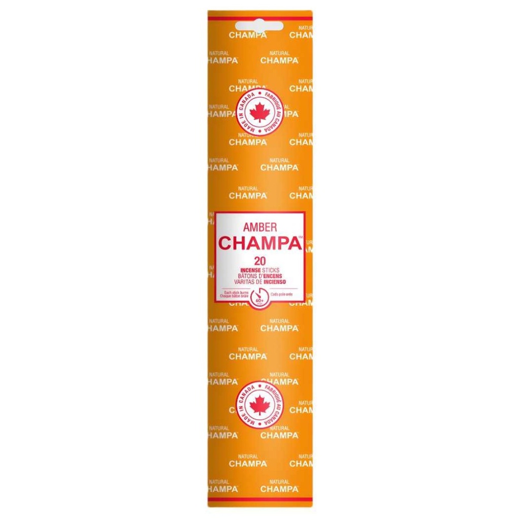 Amber Champa 11 Inch Incense Sticks | Pack of 20 | Hand-Dipped & Canadian Made