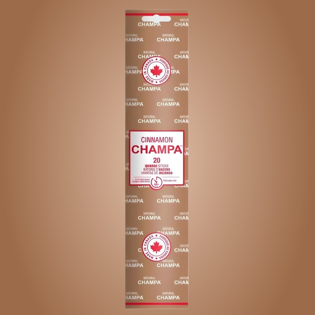 Bâtons d'Encens Cinnamon Champa de 11 Pouces | Paquet de 20 | Arôme Chaleureux et Accueillant