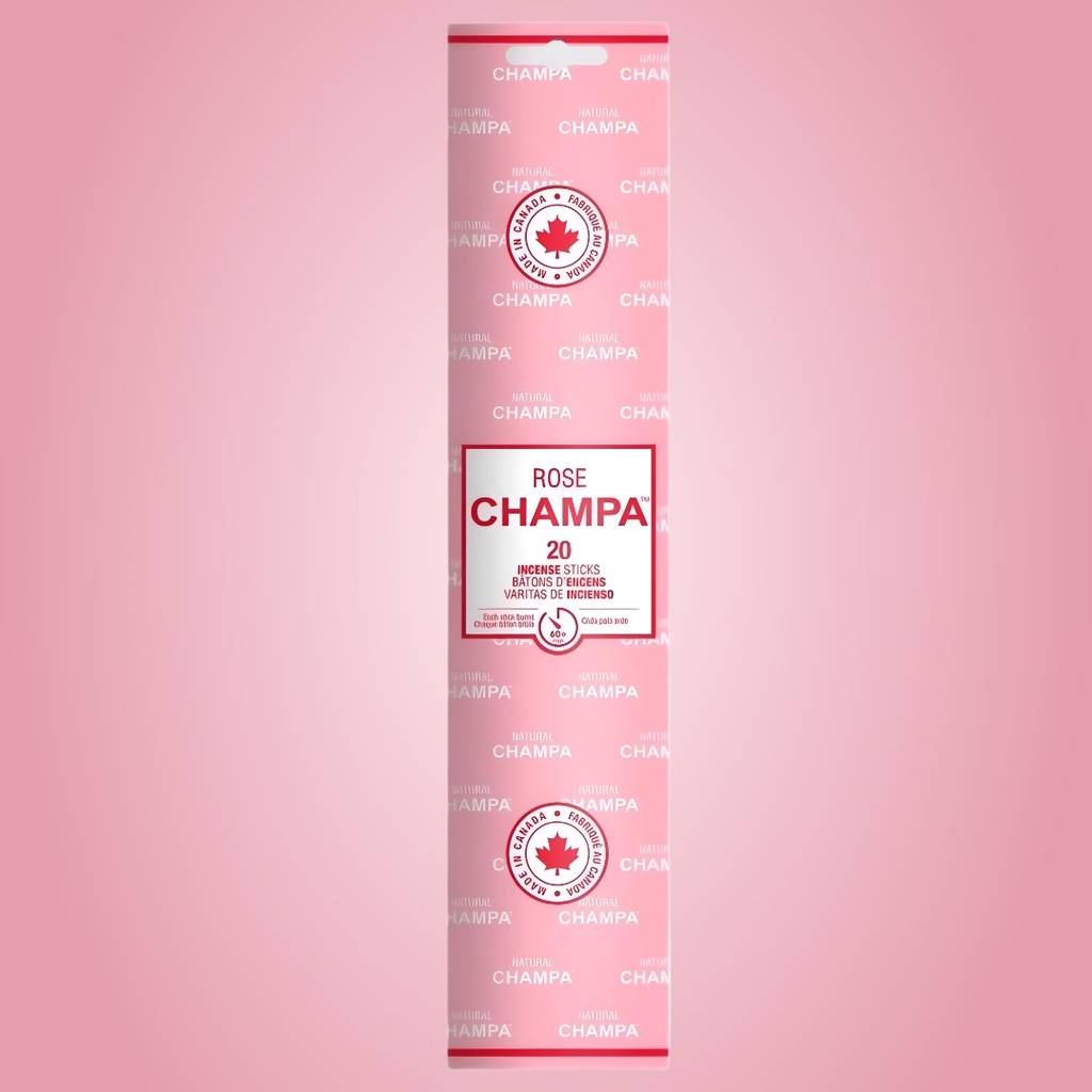 Varillas de Incienso Rose Champa de 11 Pulgadas | Paquete de 20 | Aroma Floral y Frutal