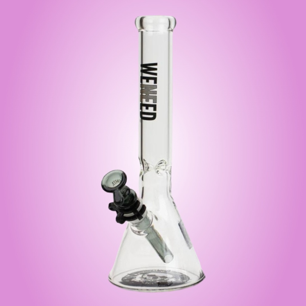 WENEED 12" Beaker Bong with Custom Designs - 5mm Thick Borosilicate Glass