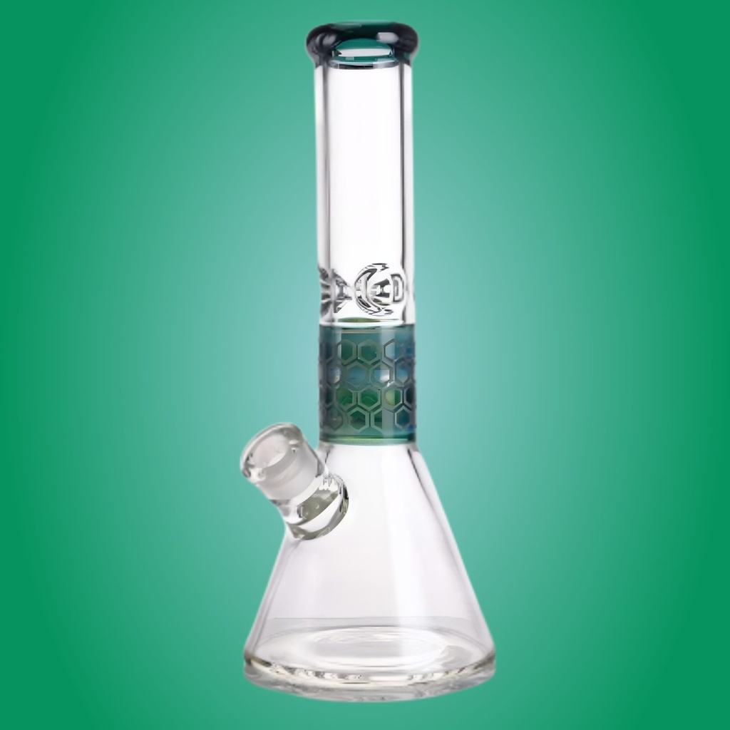 Hexagon Pattern 7mm Thick 14 Inch Glass Beaker Bong with Ice Catchers