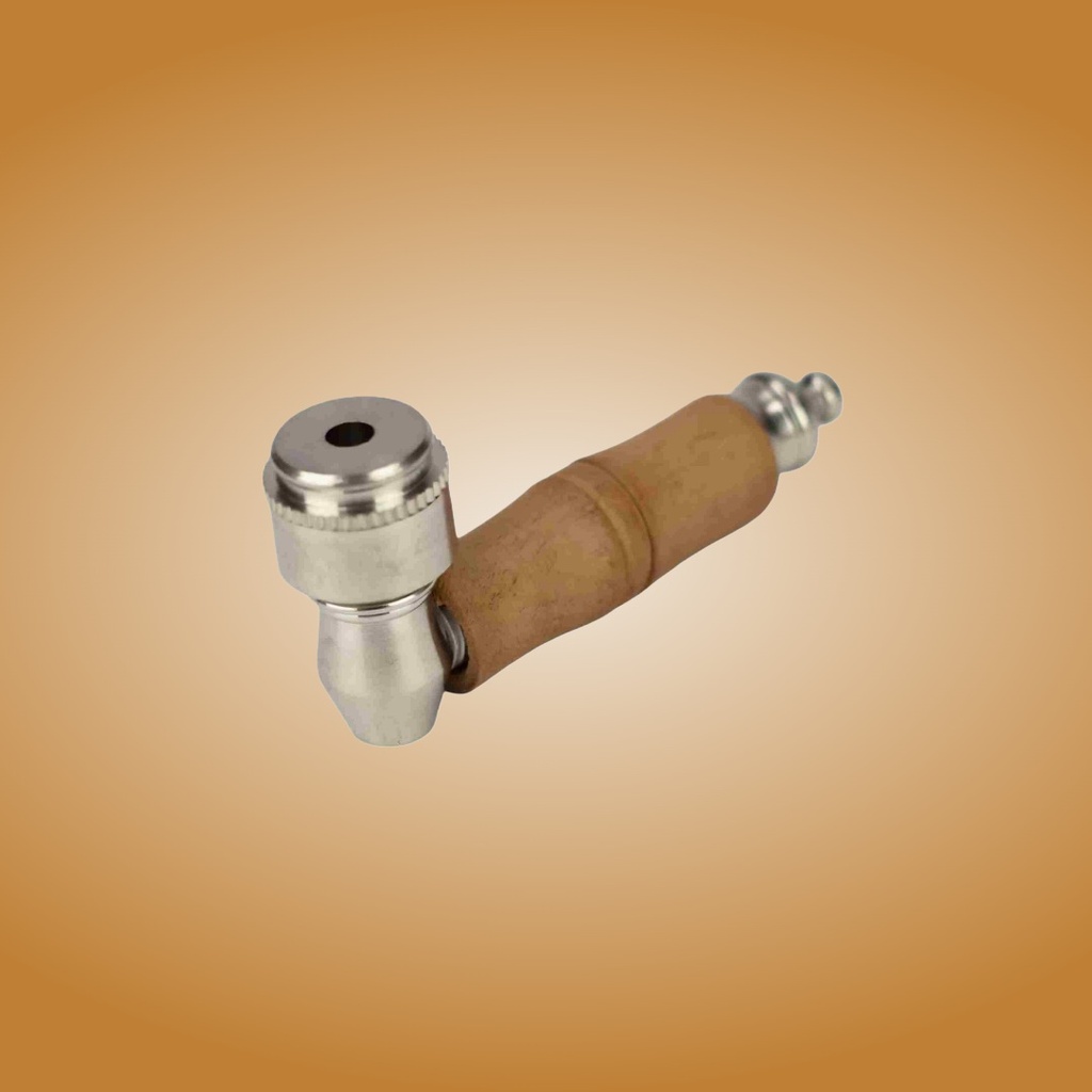 Classic Metal Pipe with Wooden Overlay and Screw Cap - 3 Inch