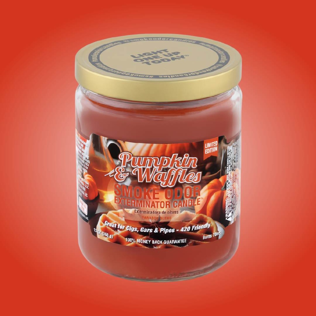 Vela de Edición Limitada Calabaza y Waffles - Exterminador de Olores de Humo - 13 oz