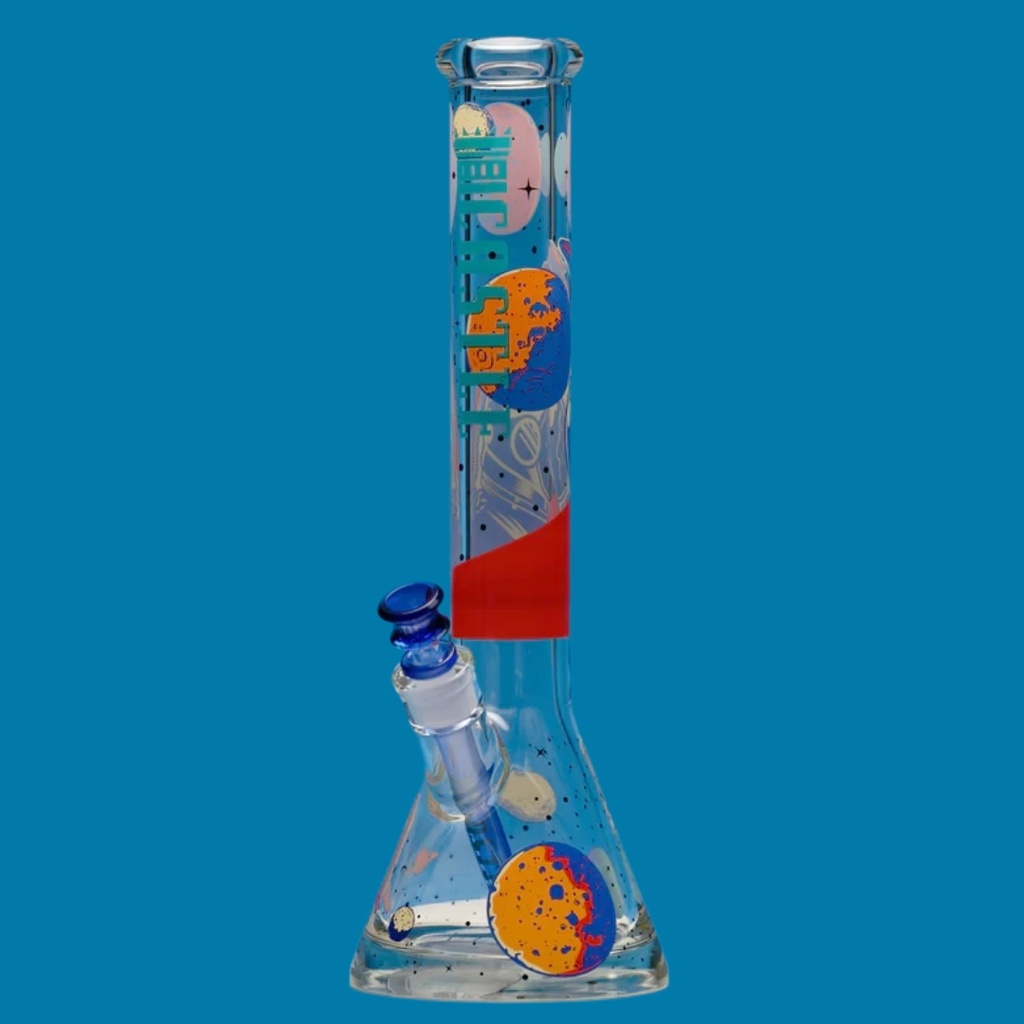 Space Case - Sturdy Glass Beaker Bong with Thick Base from Castle Glassworks - 16 Inch - 9mm