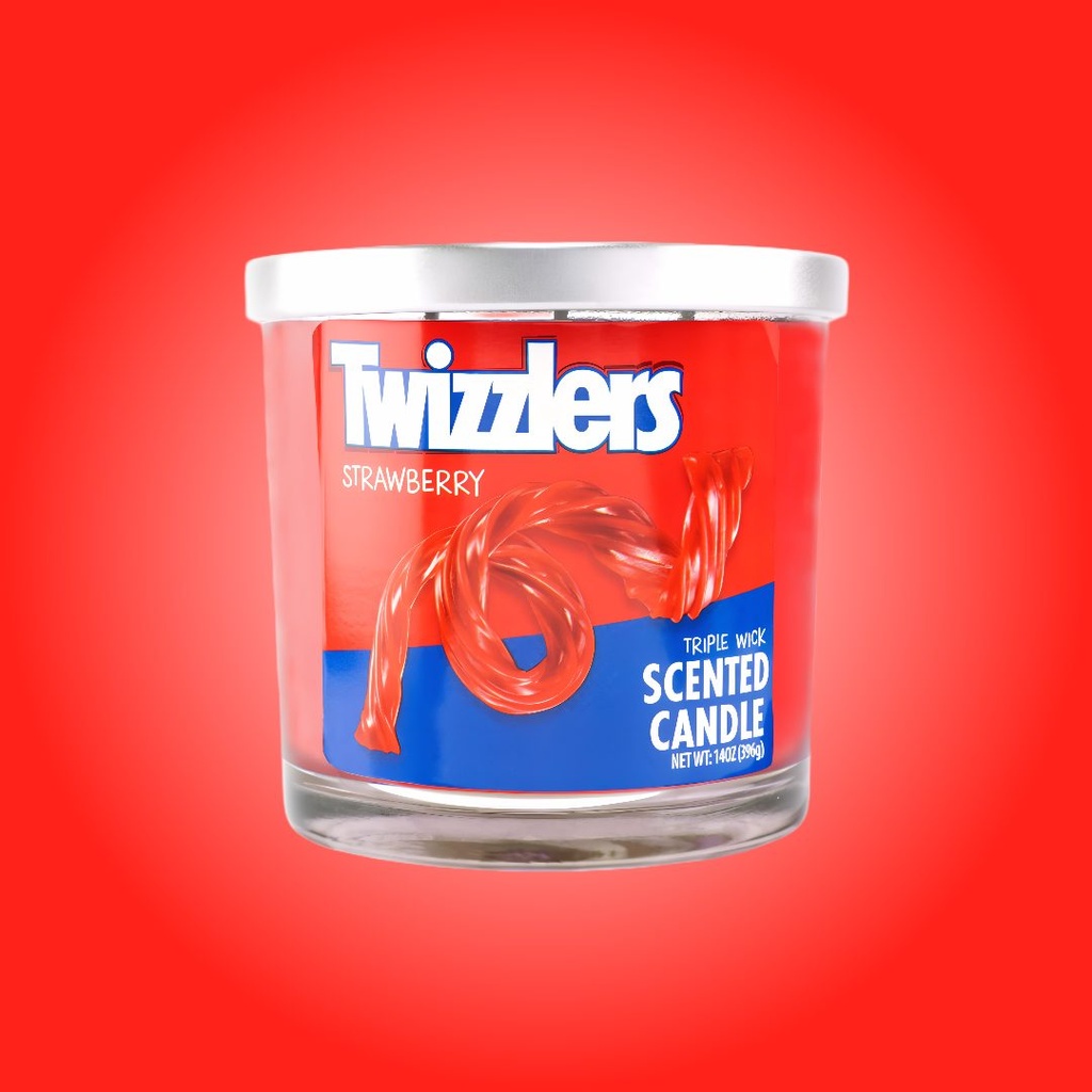 Bougie Parfumée Twizzlers Fraise – Trois Mèches – 14 oz