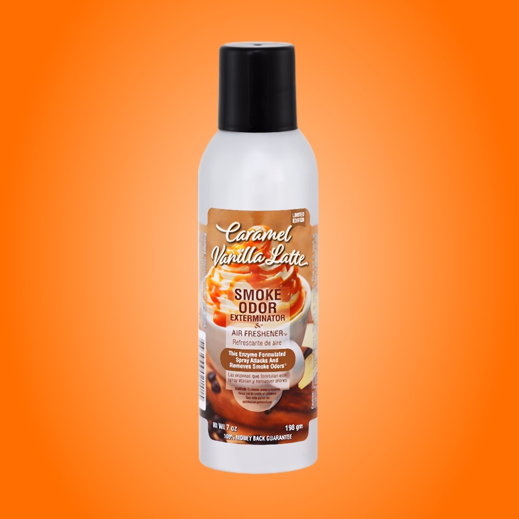 Spray Exterminateur d’Odeurs de Fumée Caramel Vanille Latte - Édition Limitée - 7 oz