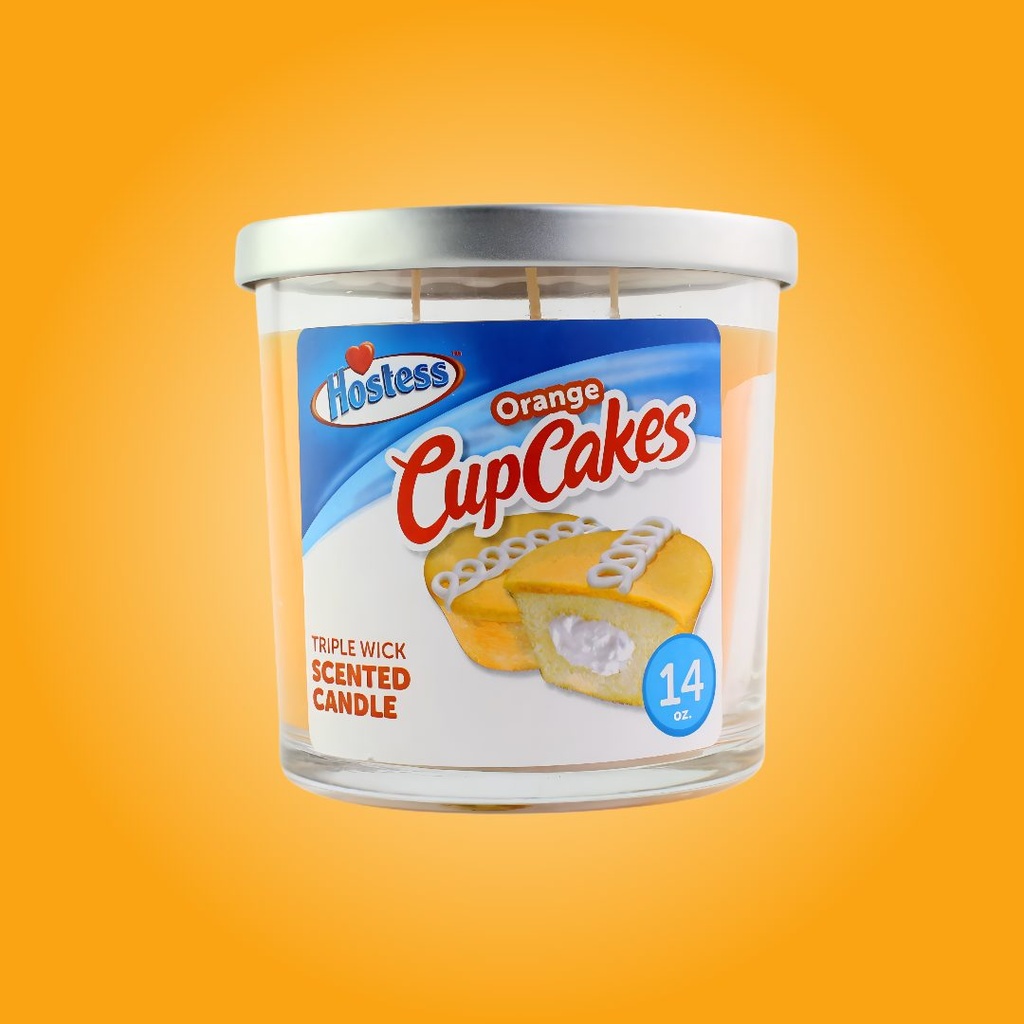 Vela Aromática Hostess Cupcakes de Naranja – Tres Mechas – 14 oz